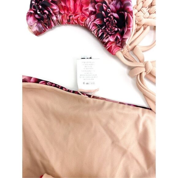 Dippin’ Daises Seamless Macrame Triangle Racerback Bikini Top and Floral Swim Bo - Picture 6 of 8